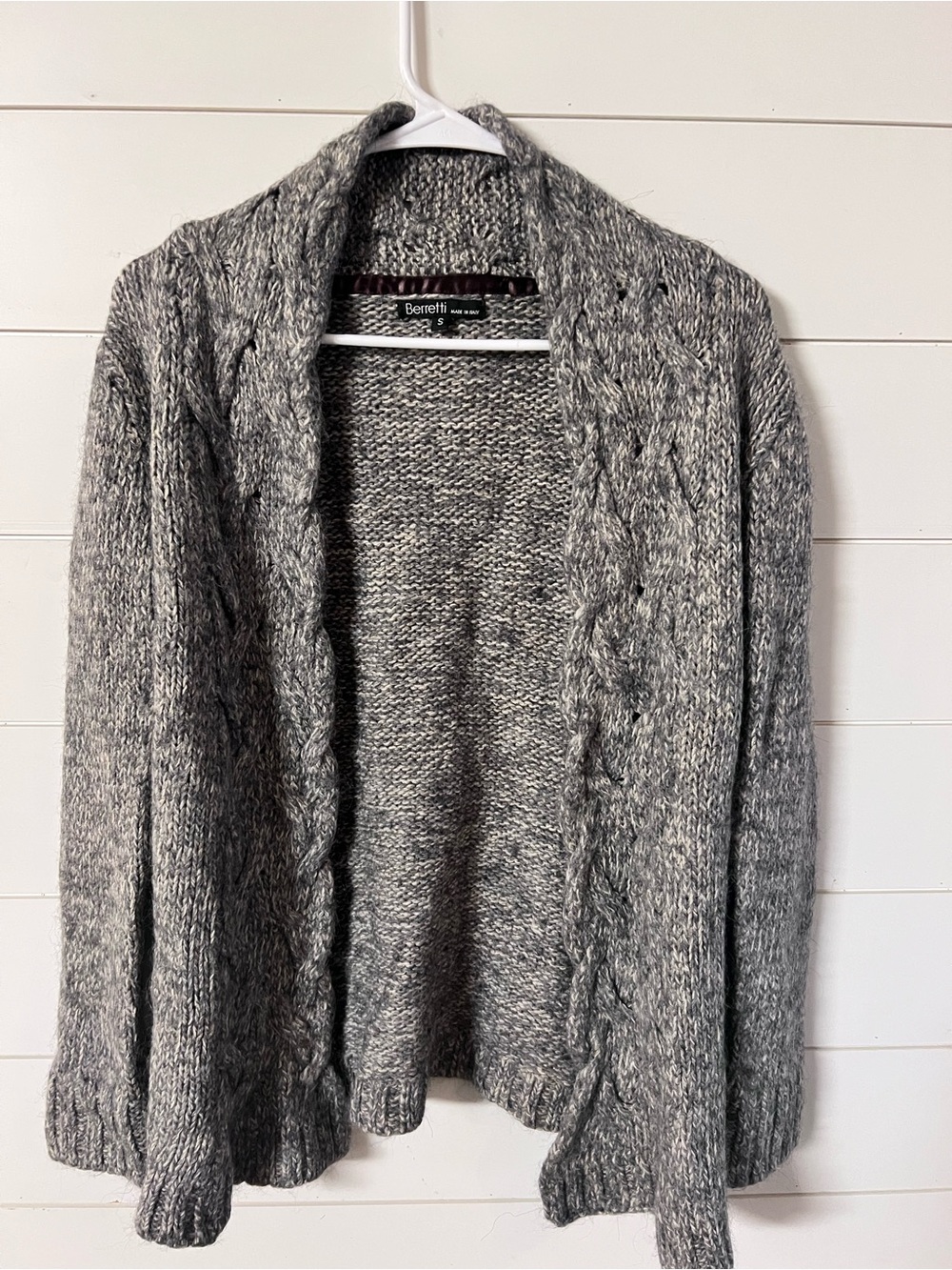 Heather Gray Cable-Front Open Cardigan